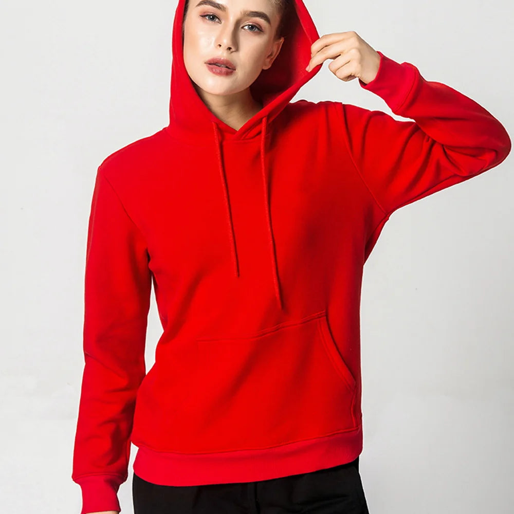 Autumn Unisex Classic Versatile Solid Color Clothing Pullover Casual Color Warm Polyester Hoodie Long Sleeve Sweatshirt S-XXL