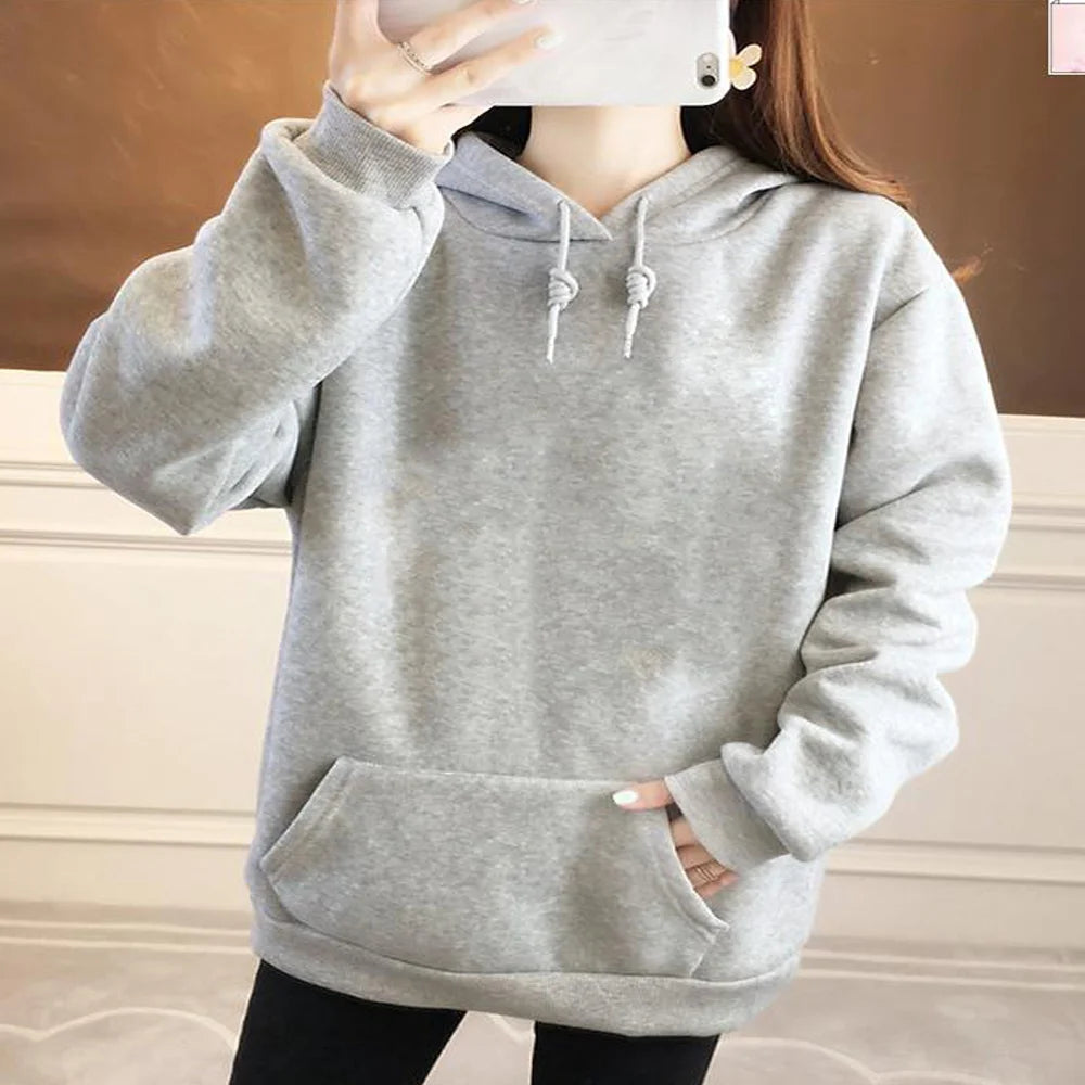 Autumn Unisex Classic Versatile Solid Color Clothing Pullover Casual Color Warm Polyester Hoodie Long Sleeve Sweatshirt S-XXL