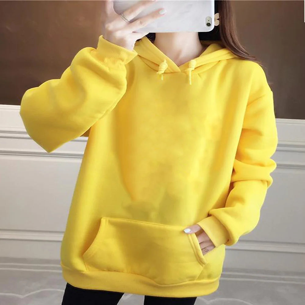 Autumn Unisex Classic Versatile Solid Color Clothing Pullover Casual Color Warm Polyester Hoodie Long Sleeve Sweatshirt S-XXL