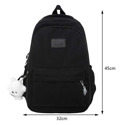 Nylon Bookbags with Plush Pendant Summer Backpack
