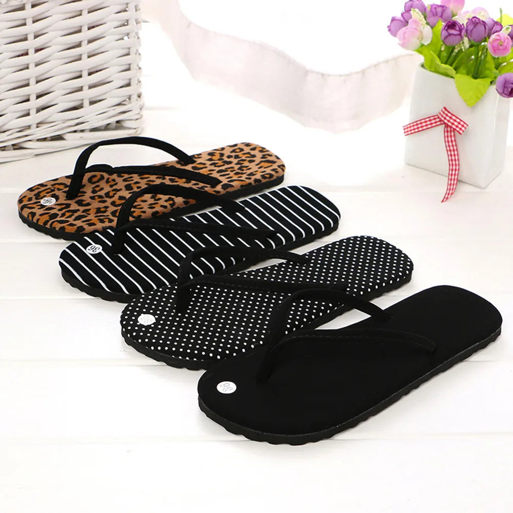 Fashion Summer Rubber Sandals Flip Flops Women Men Leopard Slippers Ladies Shoes Indoor Outdoor Flip-Flops Beach Flat Slides