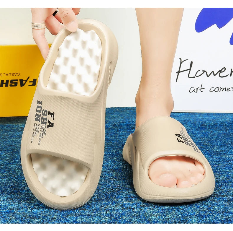 Summer Men Massage Slippers Indoor Outdoor Sandals Beach Casual Shoes Soft Sole Slides Men Flip-flops Men's Sandals Big Size 47