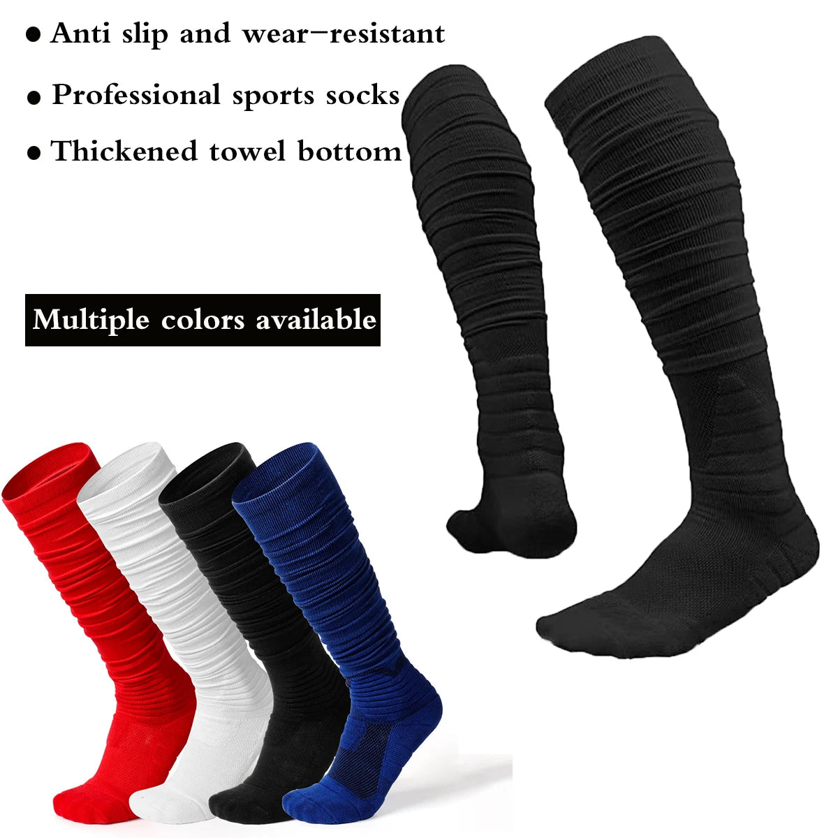 1 Pairs Scrunch Football Socks Non Slip Men Football Socks Extra Long Socks Soccer Socks Over The Knee Athletic
