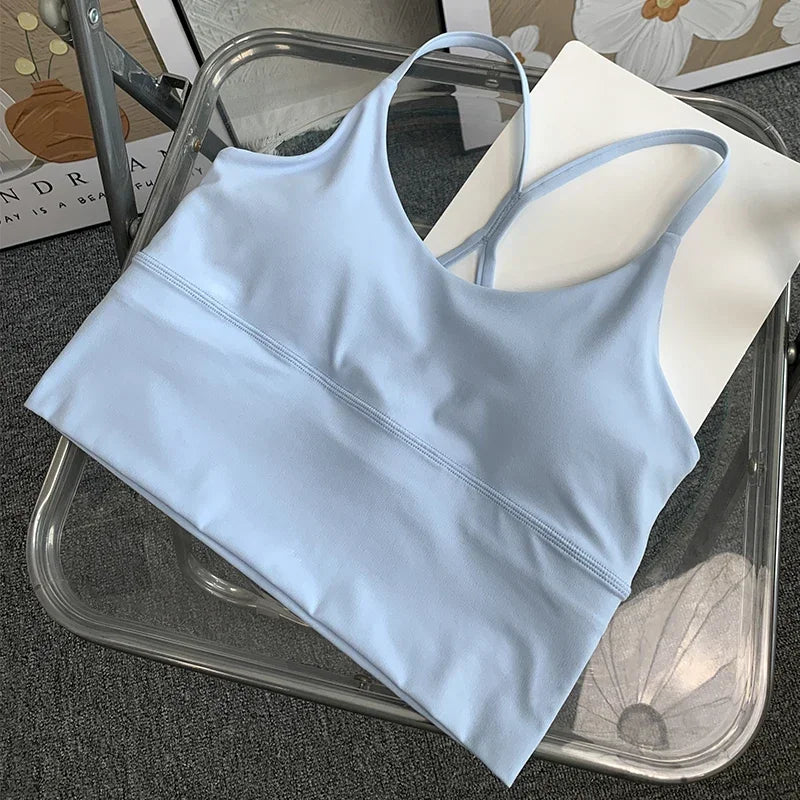 Fashion Sexy Cross Back Small Sling Yoga Underwear Women Breathable Shockproof Gym Fitness Running Sport Crop Tops Athletic Vest