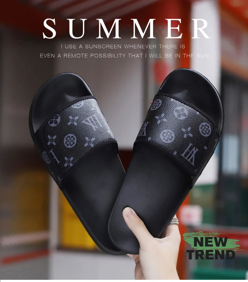 Men's Genuine Leather Sandals Comfortable Man Sandal House Slippers Man Summer Shoes Sale Genuine Mens Slipper Flip Flop Slides