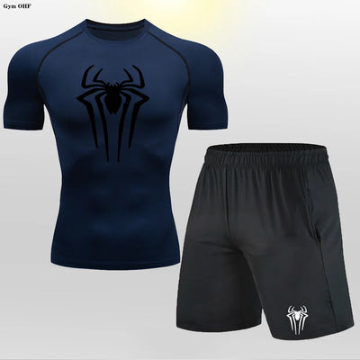 Men MMA Boxing Shorts Compression T Shirt Pants  Sportswear Spider