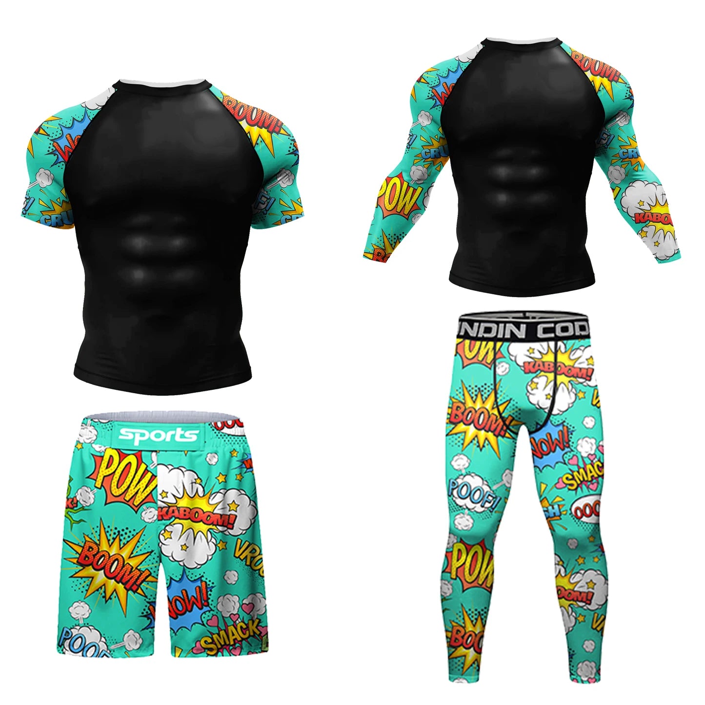 Hot sale Cody Lundin Durability MMA BJJ Rash Guard Tight Exercise Jogging T-Shirts+Pants 3D Print Compression Boxing Tracksuit