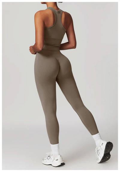 Seamless Athletic Wear Women's Clothes 2 Pieces Yoga Set Workout Sportswear Gym Clothing High Waist Leggings Fitness Sports Suit