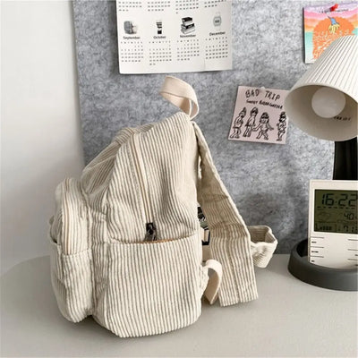 Casual Small Backpacks Aesthetic Corduroy Mini Backpack Purse Japanese Style Travel Roomly Double Shoulder Bags New Hot