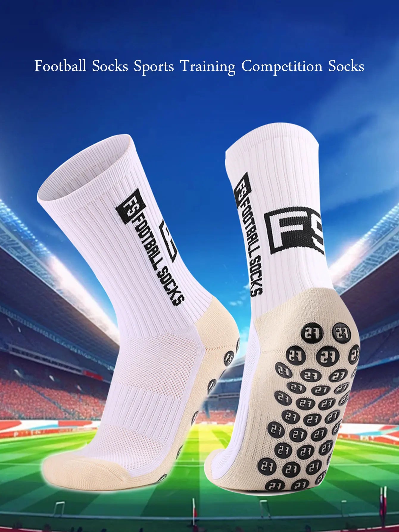 Grip Soccer Socks Anti Slip Non Slip Men's Athletic Socks for Football Basketball Sports, 4 Pair