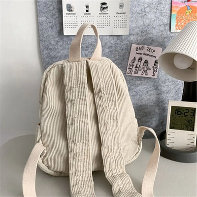 Casual Small Backpacks Aesthetic Corduroy Mini Backpack Purse Japanese Style Travel Roomly Double Shoulder Bags New Hot