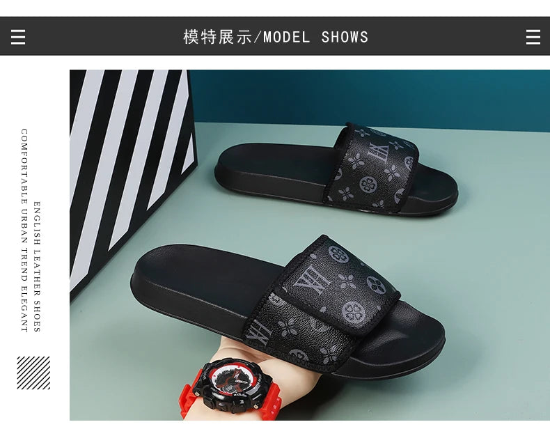 Men's Genuine Leather Sandals Comfortable Man Sandal House Slippers Man Summer Shoes Sale Genuine Mens Slipper Flip Flop Slides