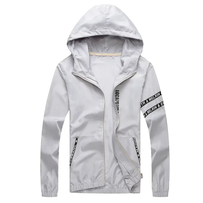 Men`s Windbreaker Summer Sun Protection Jacket Outwear Sports Cycling Thin Hooded Coats Men Jaqueta Masculina Brand Clothing