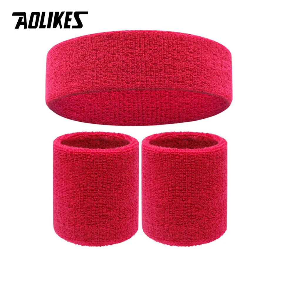 AOLIKES Sweat Band Headband Wristbands for Men - Head Wrist Sweatband Set - Ideal for Sports Athletics Event Workout Basketball