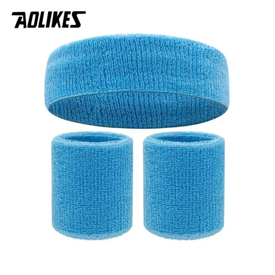 AOLIKES Sweat Band Headband Wristbands for Men - Head Wrist Sweatband Set - Ideal for Sports Athletics Event Workout Basketball