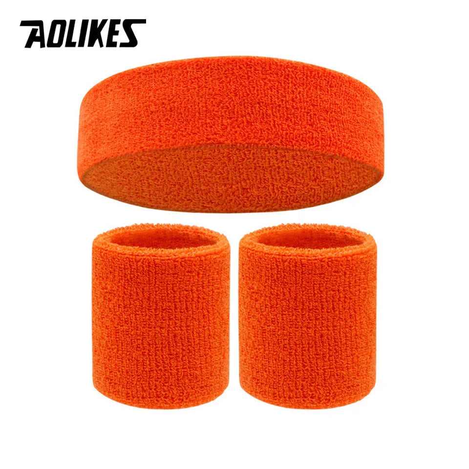 AOLIKES Sweat Band Headband Wristbands for Men - Head Wrist Sweatband Set - Ideal for Sports Athletics Event Workout Basketball