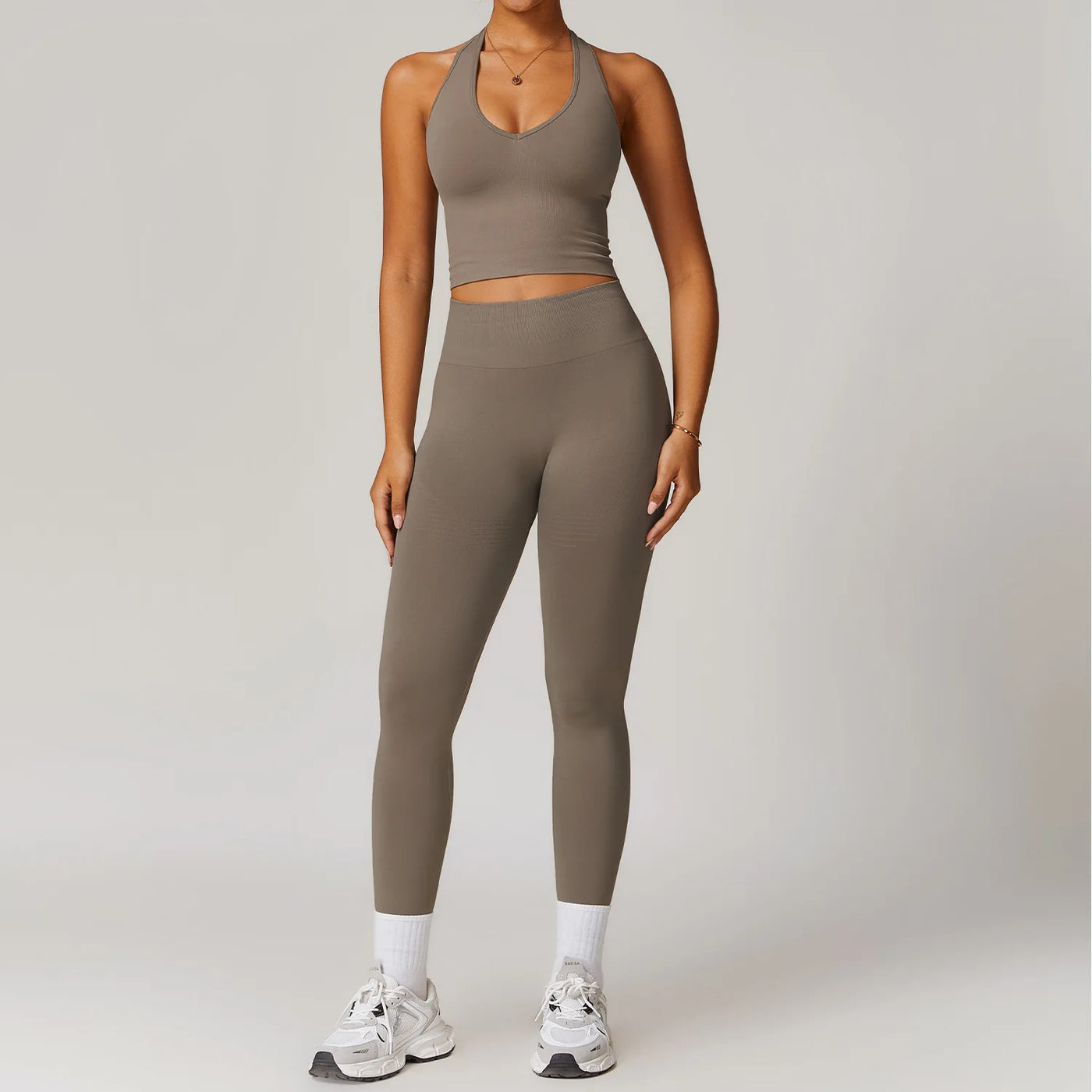 Seamless Athletic Wear Women's Clothes 2 Pieces Yoga Set Workout Sportswear Gym Clothing High Waist Leggings Fitness Sports Suit