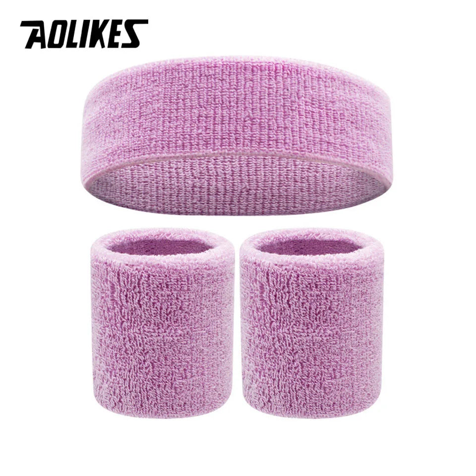 AOLIKES Sweat Band Headband Wristbands for Men - Head Wrist Sweatband Set - Ideal for Sports Athletics Event Workout Basketball