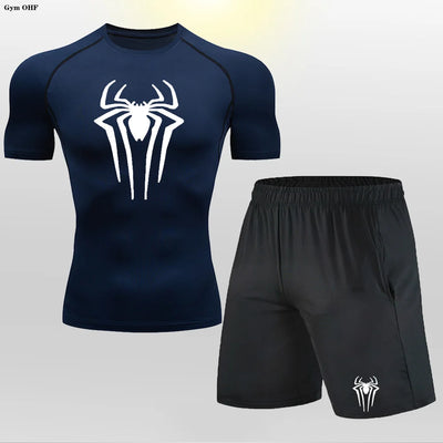 Men MMA Boxing Shorts Compression T Shirt Pants  Sportswear Spider