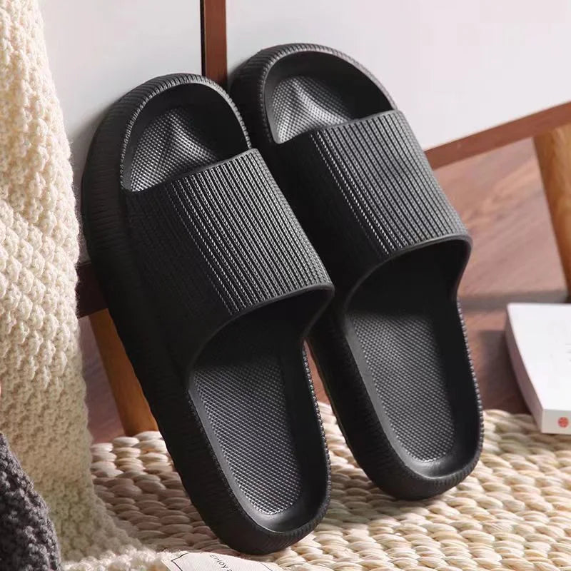 Support shoes home bathroom bath slippers female non-slip thick soles step on shit outside wearing sandals men