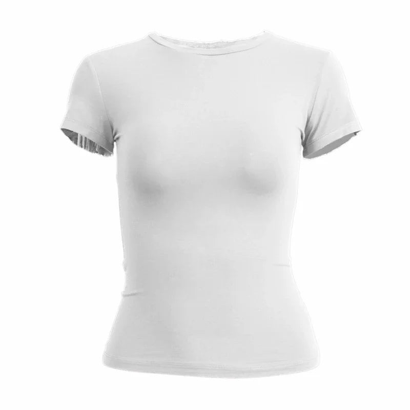 Woman Clothing Short Sleeve T-shirt Slim Fit Tops Female O-Neck Knitted Sheath Tee Shirt Street Wear Sex Sporty 2024 Y2K New2410