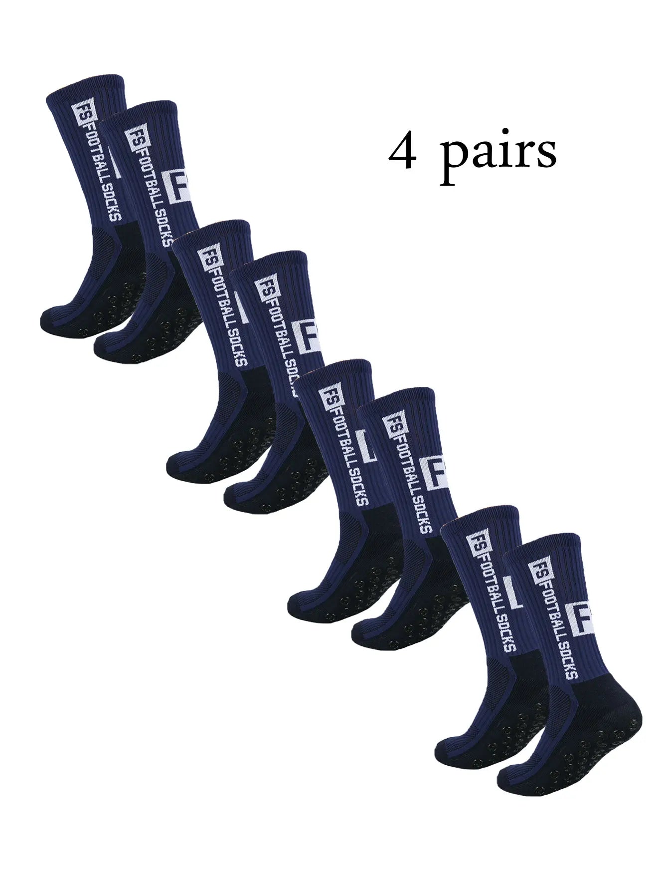 Grip Soccer Socks Anti Slip Non Slip Men's Athletic Socks for Football Basketball Sports, 4 Pair