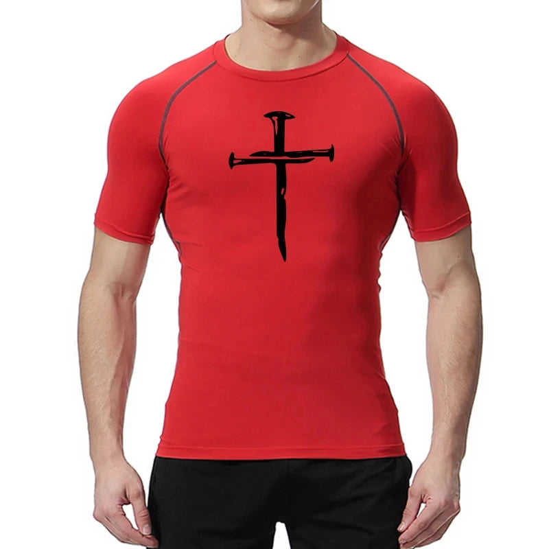 Christian Workout Compression Shirts Athletic Quick Dry Tshirts Tees Mens Gym Fitness Undershirts Tops Short Sleeve Rash Guard