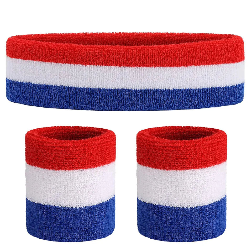 AOLIKES Sweat Band Headband Wristbands for Men - Head Wrist Sweatband Set - Ideal for Sports Athletics Event Workout Basketball