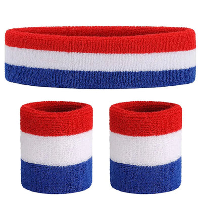 AOLIKES Sweat Band Headband Wristbands for Men - Head Wrist Sweatband Set - Ideal for Sports Athletics Event Workout Basketball