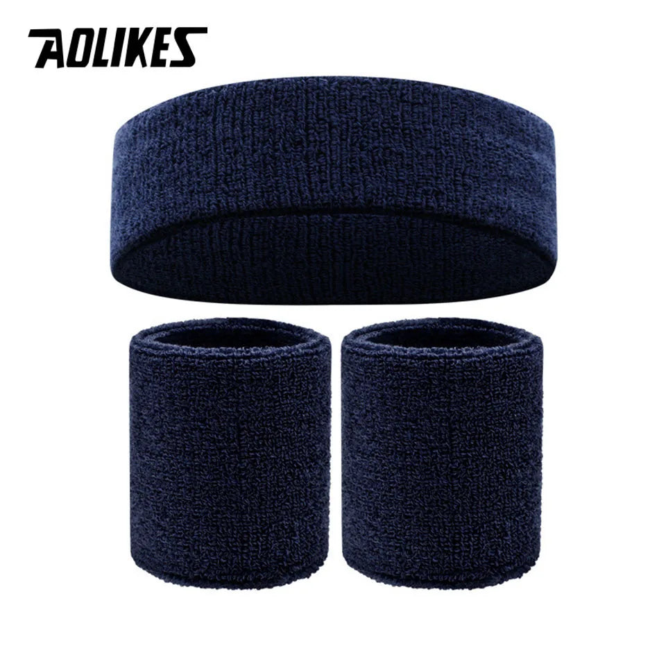 AOLIKES Sweat Band Headband Wristbands for Men - Head Wrist Sweatband Set - Ideal for Sports Athletics Event Workout Basketball