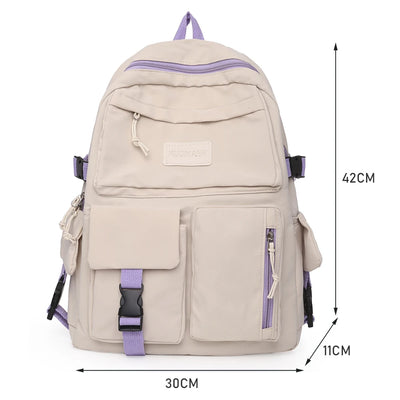 Nylon Bookbags with Plush Pendant Summer Backpack