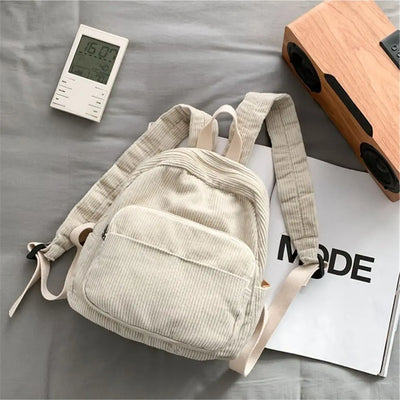 Casual Small Backpacks Aesthetic Corduroy Mini Backpack Purse Japanese Style Travel Roomly Double Shoulder Bags New Hot