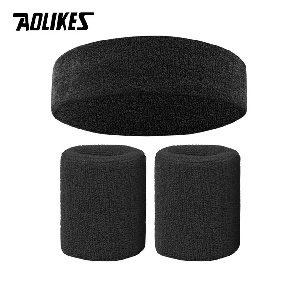 AOLIKES Sweat Band Headband Wristbands for Men - Head Wrist Sweatband Set - Ideal for Sports Athletics Event Workout Basketball