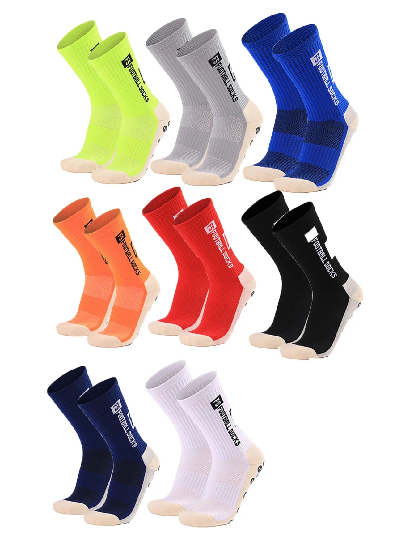 Grip Soccer Socks Anti Slip Non Slip Men's Athletic Socks for Football Basketball Sports, 4 Pair