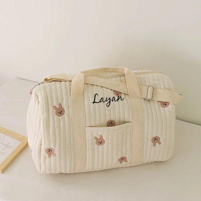 Name Custom Mommy Bag, Little Bear Mother and Baby Bag, Large Capacity Outgoing Storage Bag, Embroidered Handheld Crossbody Bag