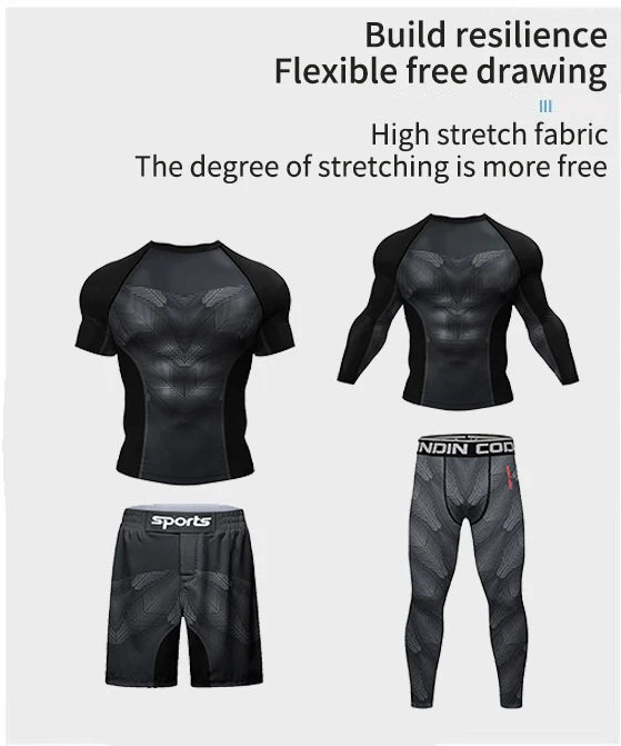 Hot sale Cody Lundin Durability MMA BJJ Rash Guard Tight Exercise Jogging T-Shirts+Pants 3D Print Compression Boxing Tracksuit