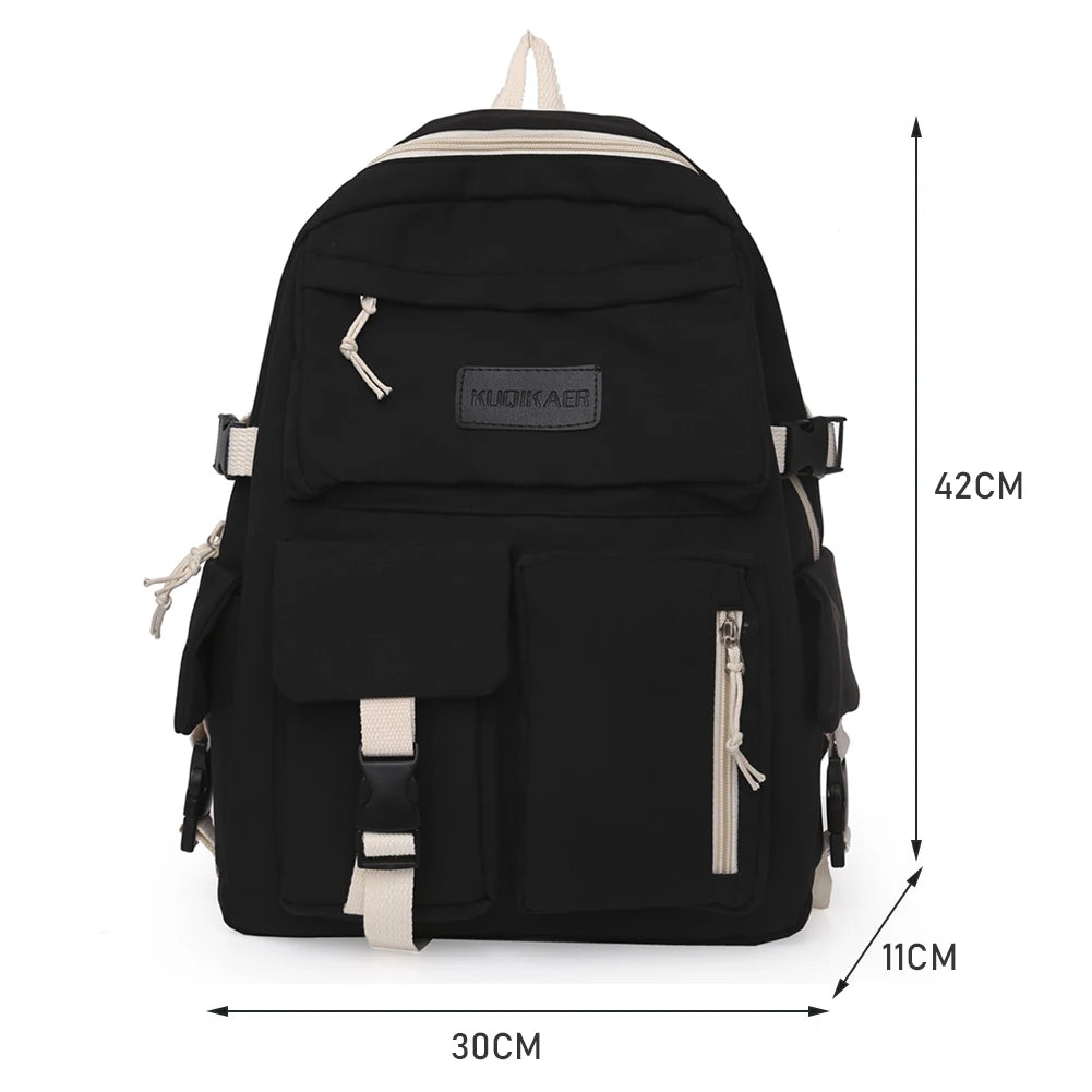Nylon Bookbags with Plush Pendant Summer Backpack