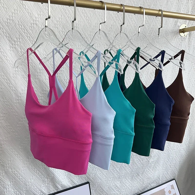 Fashion Sexy Cross Back Small Sling Yoga Underwear Women Breathable Shockproof Gym Fitness Running Sport Crop Tops Athletic Vest