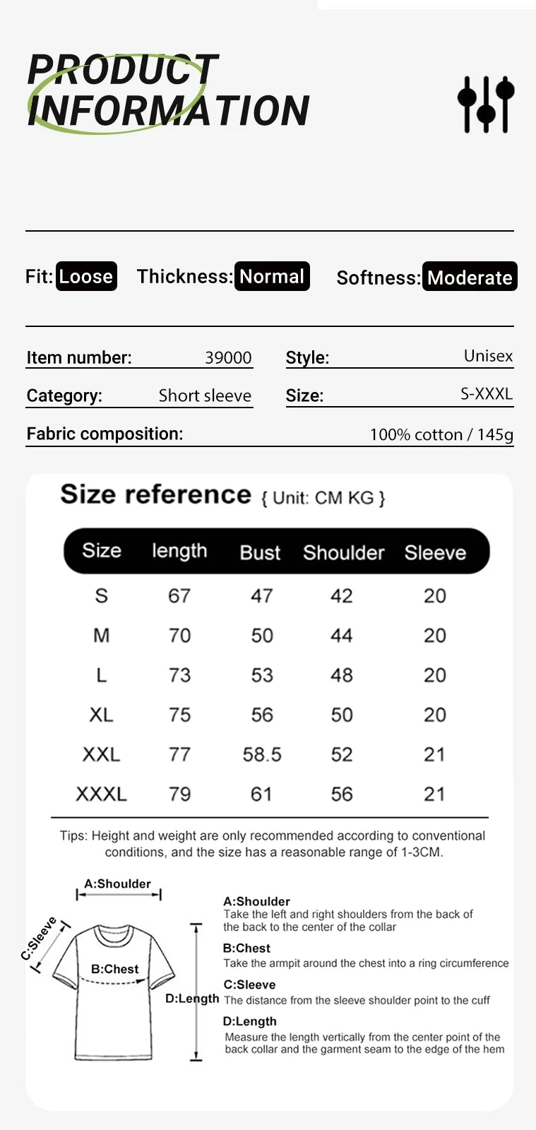 Summer Cotton Men Women T-Shirts Loose Oversized Clothing S-XXXL Streetwear Short Sleeve High Quality Breathable Soft T Shirt