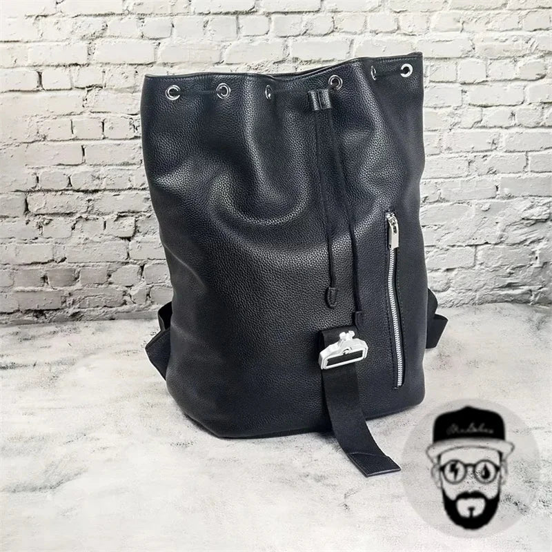 Black  ALYX  metal bucket leather backpack with large capacity and simple design ALYX backpack