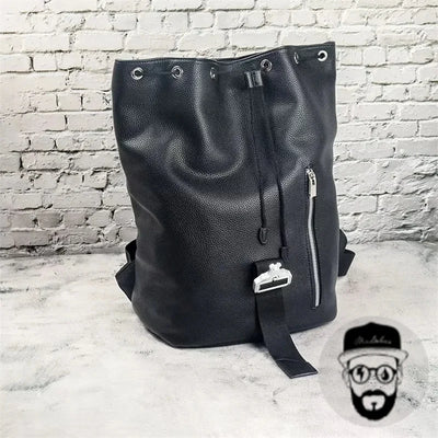 Black  ALYX  metal bucket leather backpack with large capacity and simple design ALYX backpack