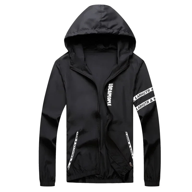 Men`s Windbreaker Summer Sun Protection Jacket Outwear Sports Cycling Thin Hooded Coats Men Jaqueta Masculina Brand Clothing