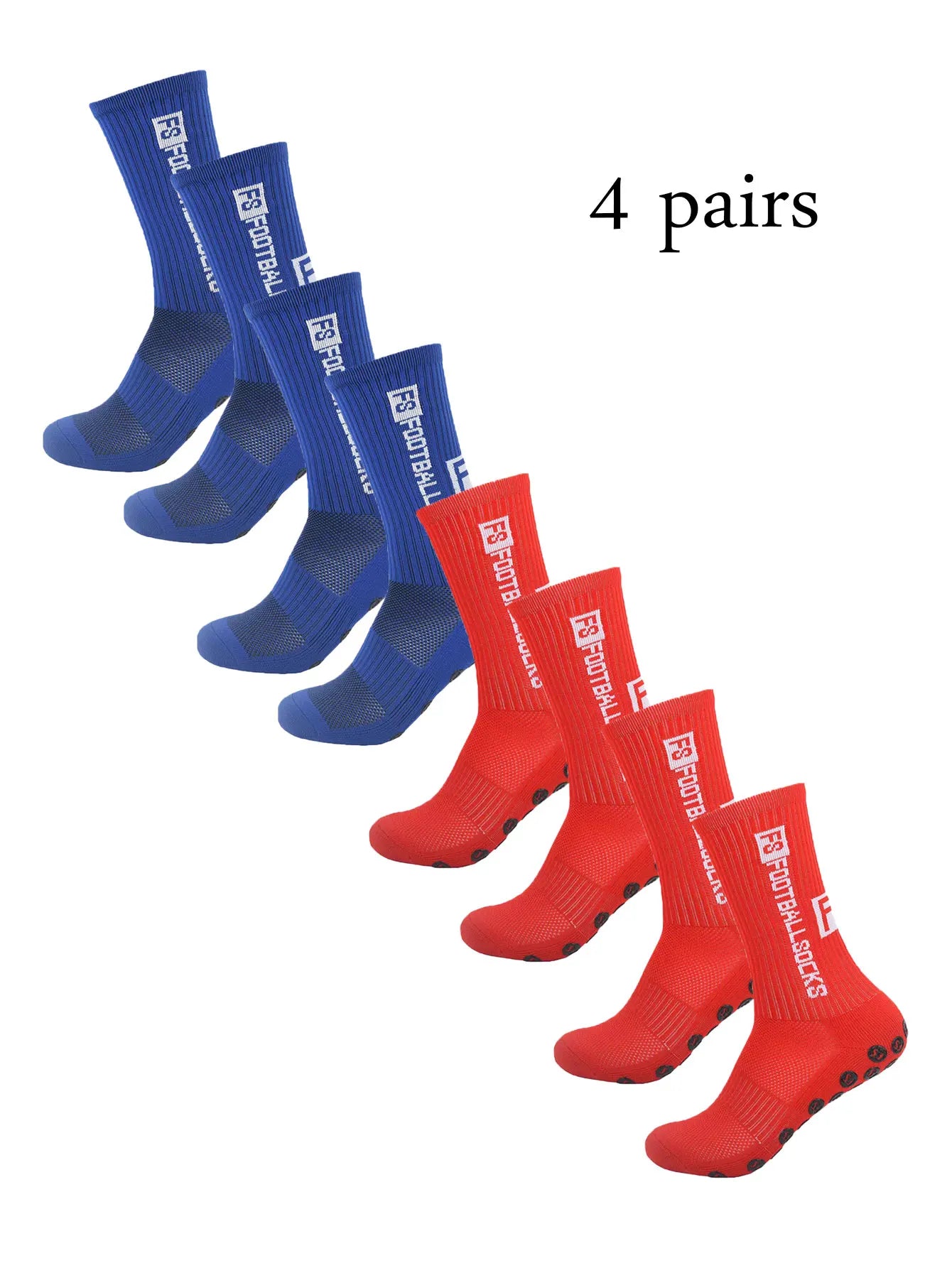 Grip Soccer Socks Anti Slip Non Slip Men's Athletic Socks for Football Basketball Sports, 4 Pair