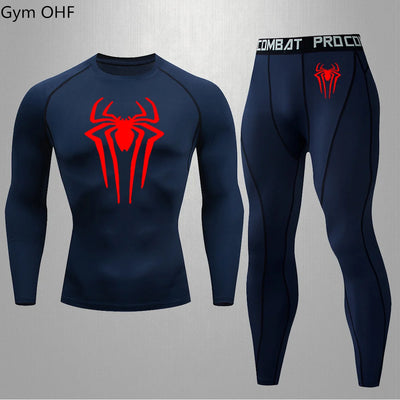 Men MMA Boxing Shorts Compression T Shirt Pants  Sportswear Spider