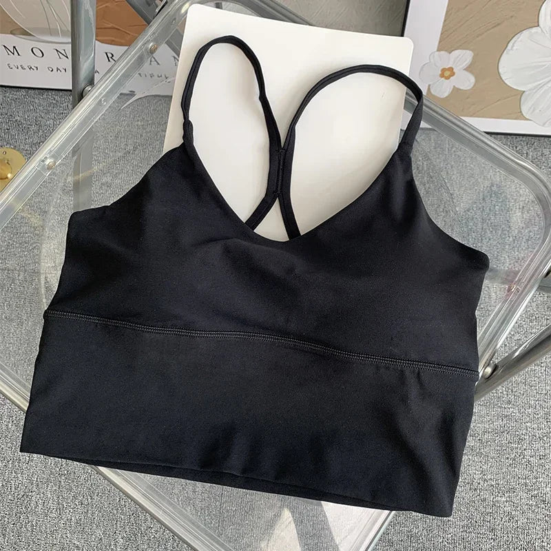 Fashion Sexy Cross Back Small Sling Yoga Underwear Women Breathable Shockproof Gym Fitness Running Sport Crop Tops Athletic Vest