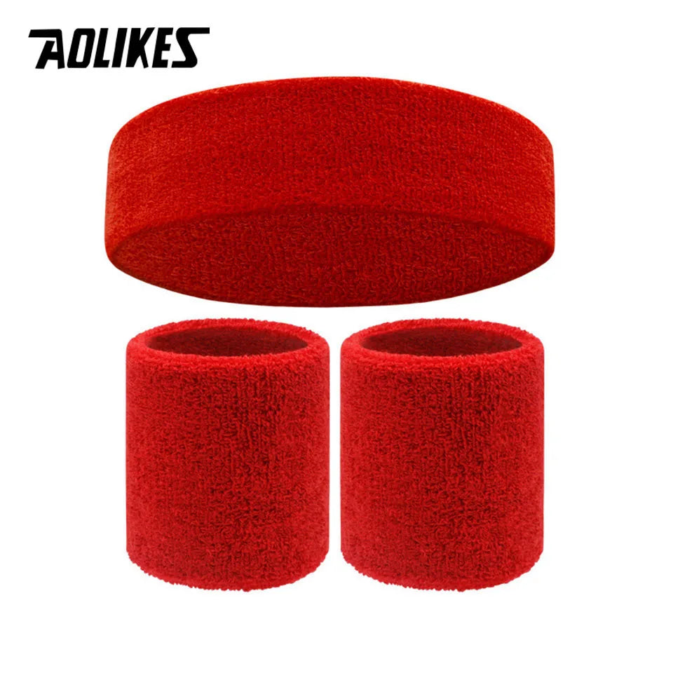 AOLIKES Sweat Band Headband Wristbands for Men - Head Wrist Sweatband Set - Ideal for Sports Athletics Event Workout Basketball