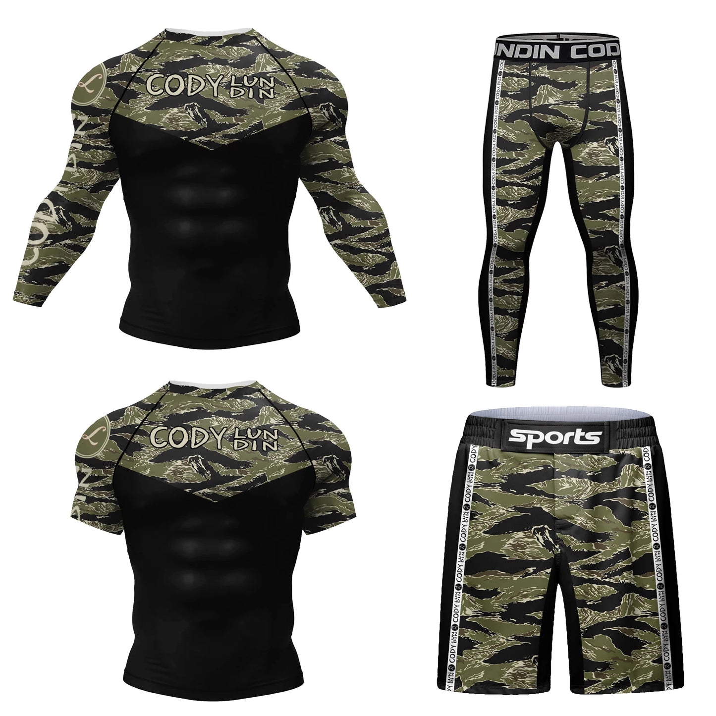 Hot sale Cody Lundin Durability MMA BJJ Rash Guard Tight Exercise Jogging T-Shirts+Pants 3D Print Compression Boxing Tracksuit