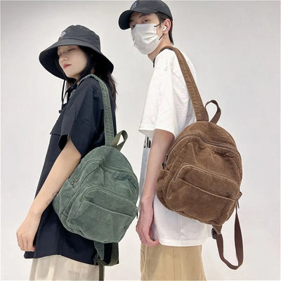 Casual Small Backpacks Aesthetic Corduroy Mini Backpack Purse Japanese Style Travel Roomly Double Shoulder Bags New Hot