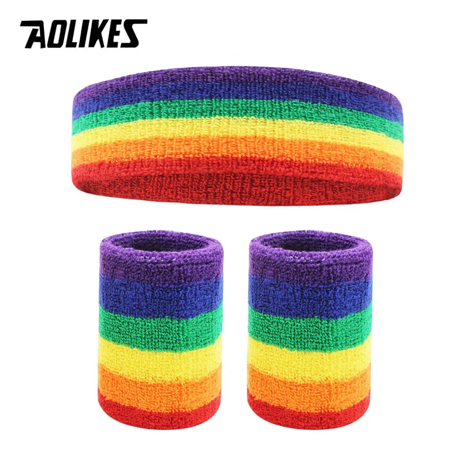 AOLIKES Sweat Band Headband Wristbands for Men - Head Wrist Sweatband Set - Ideal for Sports Athletics Event Workout Basketball