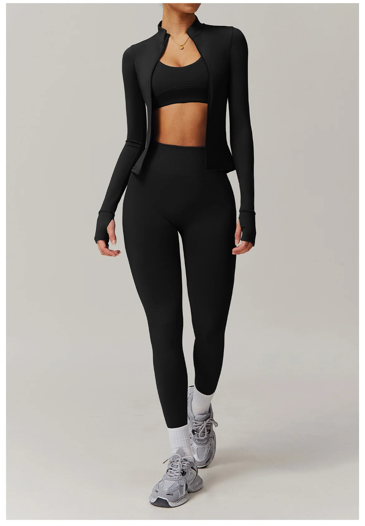 Yoga Suit 2PCS Sports Set Women Gym Set Women Tracksuit Running Workout Zipper Long Sleeve Shorts Yoga Clothing Athletic Wear